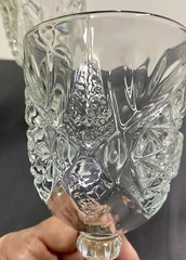 Set Of 4 Vintage Libbey Hobstar Clear Glass Star Burst Wine/Water Goblets 10 oz