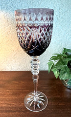 Justin Tharaud amethyst purple 9.75″Water Goblet cut to clear crystal wine glass