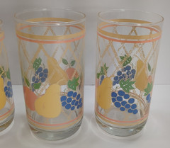 Vintage Libbey 3 Piece Glass Set Fruit & Lattice Tumbler And Juice