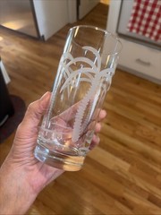 4 Deep Etched Rolf Glass Palm Trees Tall Tumblers Highball 6.25”