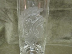 Vintage Deep Sand Carved Trojan Spartan Design Crystal Glass Tall Tumbler