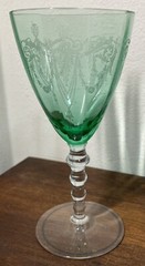 Vtg Set Of 6 Pamona Green Central Glass Works #408 Etch 7” Glasses Uranium