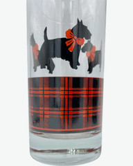 New Anchor Hocking 3 Highball Cocktail Glasses Fitz Scottie Dog Tartan Plaid