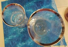 Vintage Lenox? Set of 2) Water & Champagne Glasses w Platinum Trim Bubble Stem