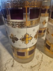 MCM Vintage High Ball Glasses Purple and Gold Set of 4Perfect Condition