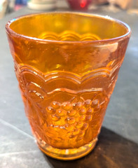 vintage imperial carnival glass irdesecnet orange 473 flat tumbler