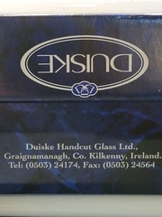 DUISKE Irish Hand Cut Wine Glasses Goblets w/Box Set of 2 Town Hall & St. Senans