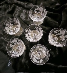 Vintage Heisey Rose Etched Rose Sherbet Glasses