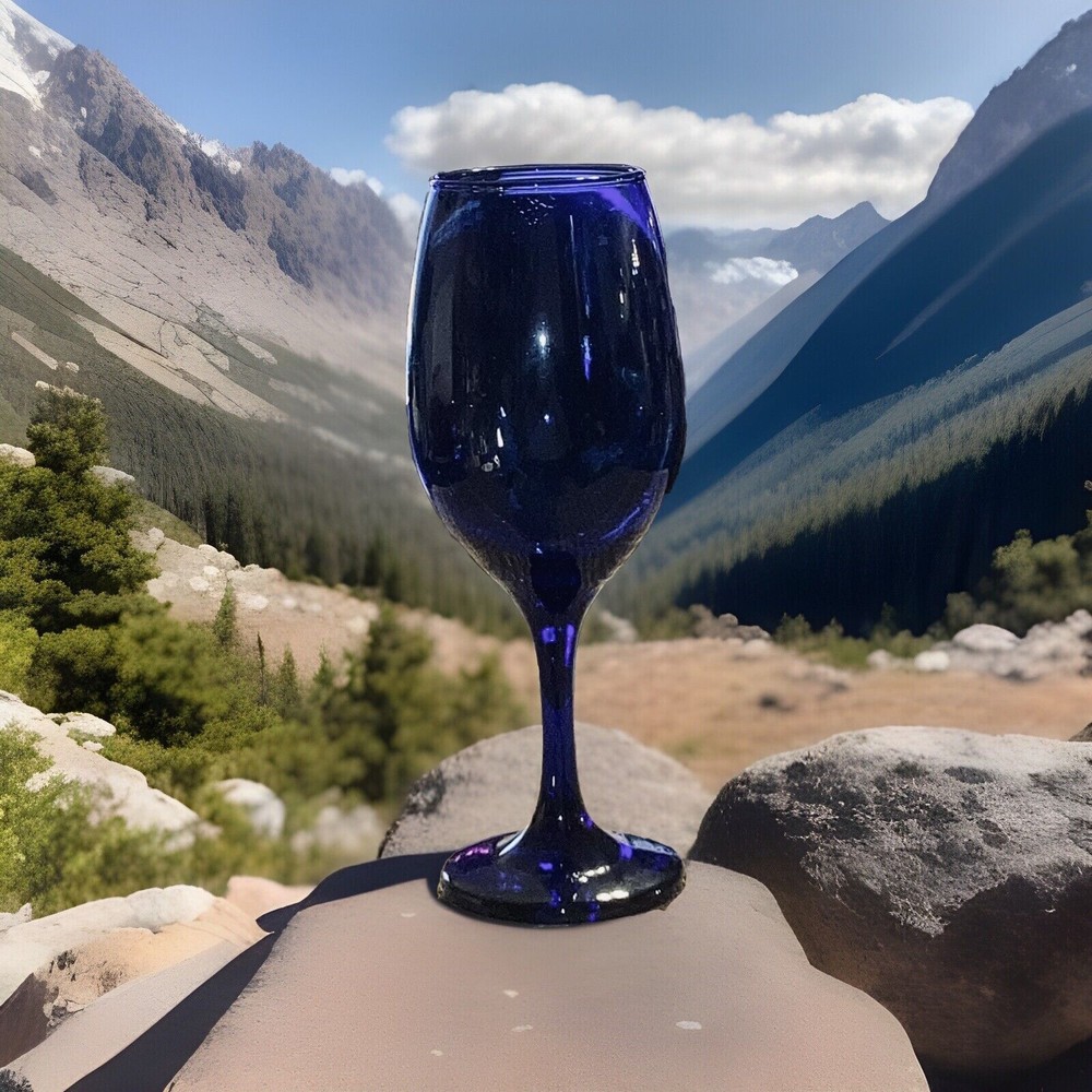 RARE VINTAGE COBALT BLUE STEMMED Possibly Libbey WINE Water Glass Goblet