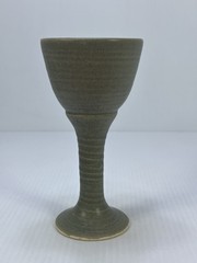 Hand Throw Art Studio Green Goblet Handmade Pottery Wine Glass Chalice