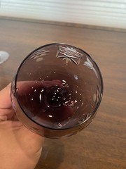 STUNNING SET(4) VTG Multicolored Bohemian Grape Cut To Clear Wine Glasses 8.25″H
