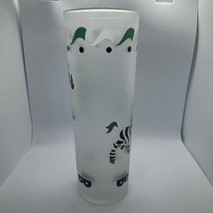 Libbey Carousel Animal Tumbler Merry-go-Round Frosted High ball 1950’s Zebra
