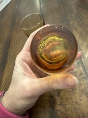 Libbey Vintage MCM Ripple Amber Honey Juice Whiskey Glasses Set of 2 EUC