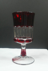 Nail, # 15002, US Glass Co, Nail, Ruby Stain, Goblet, USA, c 1892, VgCd