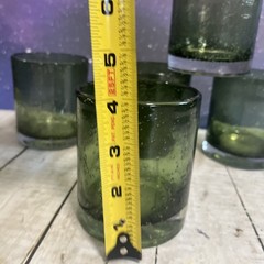 Set Of 5 Artland Iris Sage Green Seeded Hand Blown Double Old Fashioned Glasses