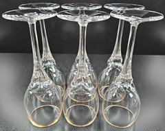 6 Lenox Erin Gold Trim Wine Glasses Set Vintage Crystal Clear Embossed Stems Lot