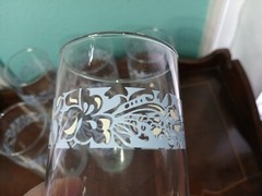 Set of 6 Vintage Libbey Drinking Glasses Tumblers Hawaiian Blue Design 12 Oz