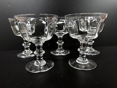 5 Lenox Crystal Glass Antique Pattern Clear Champagne Tall Sherbet Glasses 5″