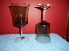 FOSTORIA Glass Water Goblets Princess Green Clarets Cut Greek Columns Stems