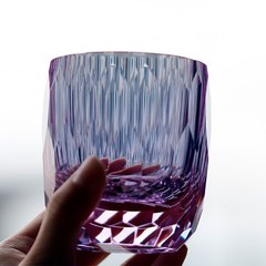 Purple Crystal Glass Rocks Whiskey Glasses Old Fashioned Glass Cut Diamonds 7oz