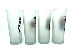 Drinking Glasses Frosted Straight Side Tom Collins Christmas Holidays Set of 4
