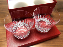 Baccarat Rosa 2015 Year Tumbler Pair Glasess Crystal Clear Rock Glass with Box