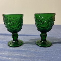 Lot 2 Vintage Madonna Inn Goblets Wild Rose – Green – Fenton – LG Wright