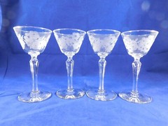 Set of 4 Libbey Rock Sharpe Glenmore Stem #3001 Liquor/Cocktail Glasses 5 5/8″
