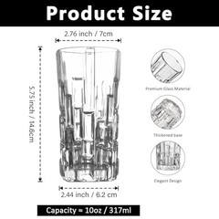 Tall Highball Glasses Set Of 6 – Elegant Tom Collins Glasses – Textured Designer