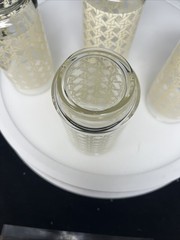 Set 4 Libbey Vintage Cane Woven Rattan Pattern Glasses 5.5” Gold Rimmed (4)