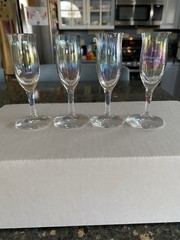Set Of 4 Colony Bijoux Iridescent Clear Cordial Glasses