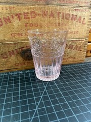 Vintage Pink Pressed Glass Tumbler Depression Glass Mold Blown Bubble Details
