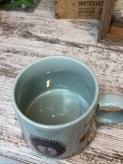 Opalhouse Teal Blue Coffee Tea Mug Cup RISE AND SHINE 16 oz Monkey Leaves