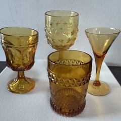 Lot Of 4 Misc. Vintage Amber Glass; Adams & Co, Anchor Hocking, EAPG *RARE
