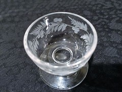 1 Libbey Clear Crystal Floral Etched Footed Salt Cellar/Dip 1 & 1/4 in.