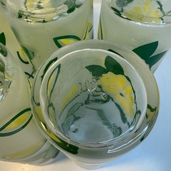 Federal Glass Sky-Ball Glasses 6 3/4” Frosted Lemon Lime 8PC Set MCM In BOX 1968