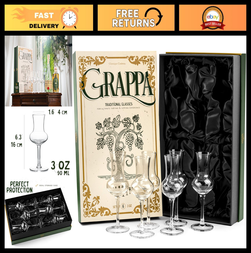 Set of 6 Crystal Cordial Glasses | 3 oz Long Stemmed Liqueur & Aperitif Glasswar