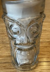 Tiki Screaming Monster Face Clear Glass Tumbler 6.5″ Anchor Hocking Hawaiian