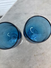 Empoli Italy Swirl Stemmed Colbalt Cordial/Shot Glasses MCM ART GLASS