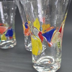 (4) FRESH by Global Amici Italy 13oz Hand Blown Highball Mosaic Gift *READ*