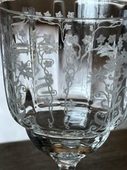 Fostoria MANOR 7 Clear Water Goblets Blown Glass 7 1/2 Etched Flowers Crystal