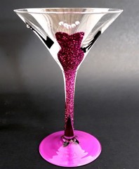 LOLITA «DIVA» Martini Glass 7″ Tall by 4.75″ Wide Hand Painted Recipe Bottom