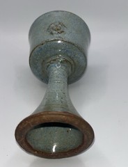 One Goblet Chalice Cup Ceramic Stoneware Art Pottery Blue Grey 6”