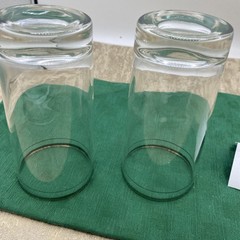 Vintage Platinum Trimmed Heavy Bottom Highball Glasses Set (2) 2.5” D X 5.5” T