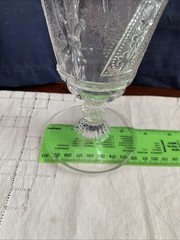 Unusual Pressed Glass Clear Goblet ~ Belt Buckle Band~6”Tall~ Footed~ Vintage