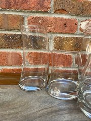 Libbey Bravura High & Low Ball Tumblers Drink Glass Curved Slanted Bent Set Of 4