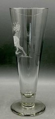 Vintage Perry Coyle Signed Etched Stag Crystal Pilsner Beer Glass 9″