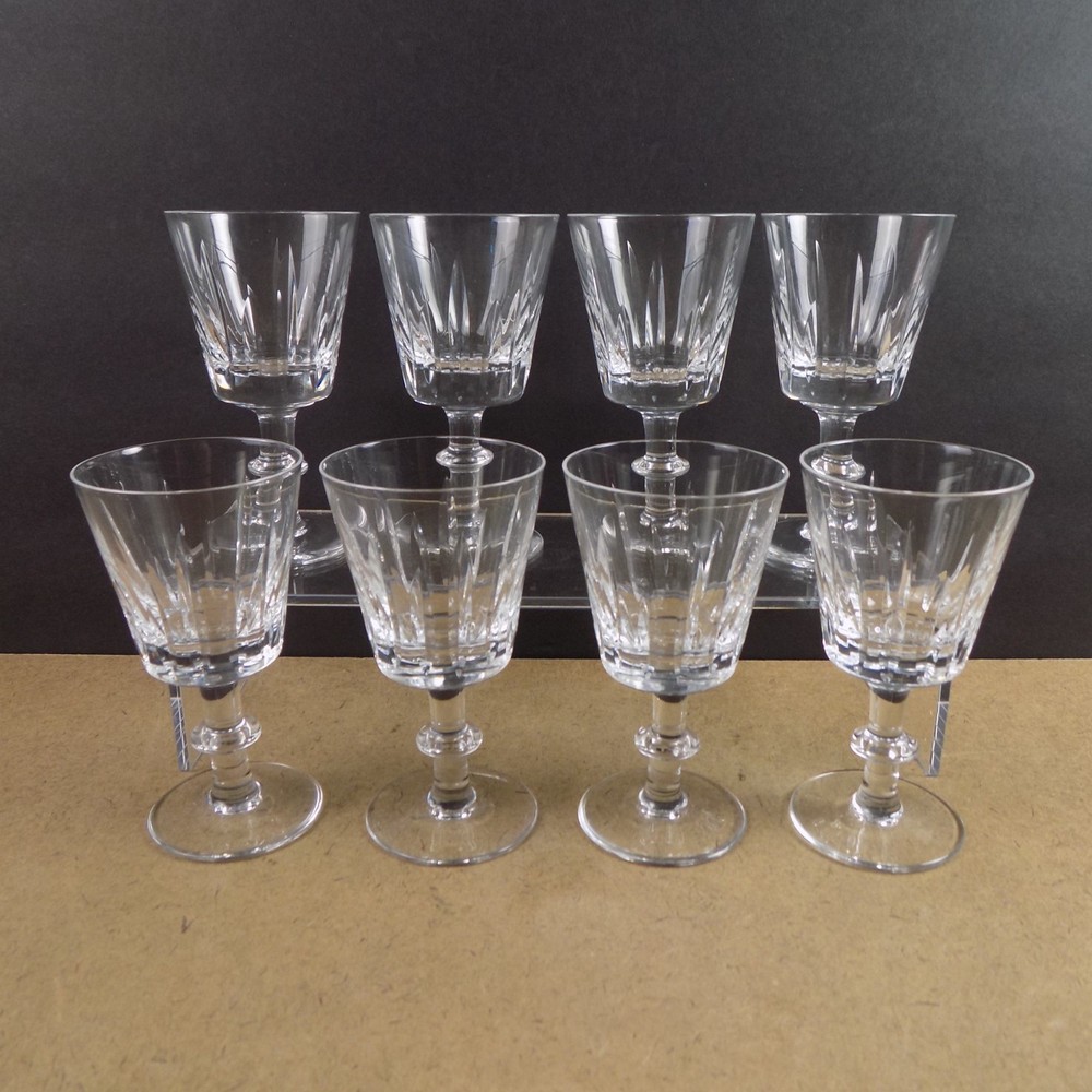 8 Royal Brierley Crystal Harrow Wine Goblets 5-1/8″ Tall VGC Vertical Cuts