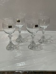 New 4 pcs Mikasa Crystal THE RITZ Water Wine Glasses Stemware 7″ West Germany