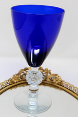 Morgantown Ritz Golf Ball Cobalt Blue Water Goblet/Wine Glass 6.75in Tall